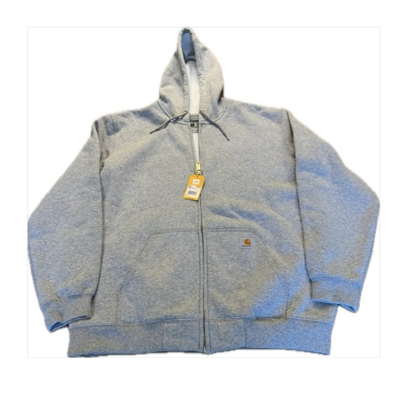 😎 NWT Men’s Carhartt Loose Fit Midweight Full-Zip Grey Sweatshirt Hoodie in XL - Picture 1 of 5